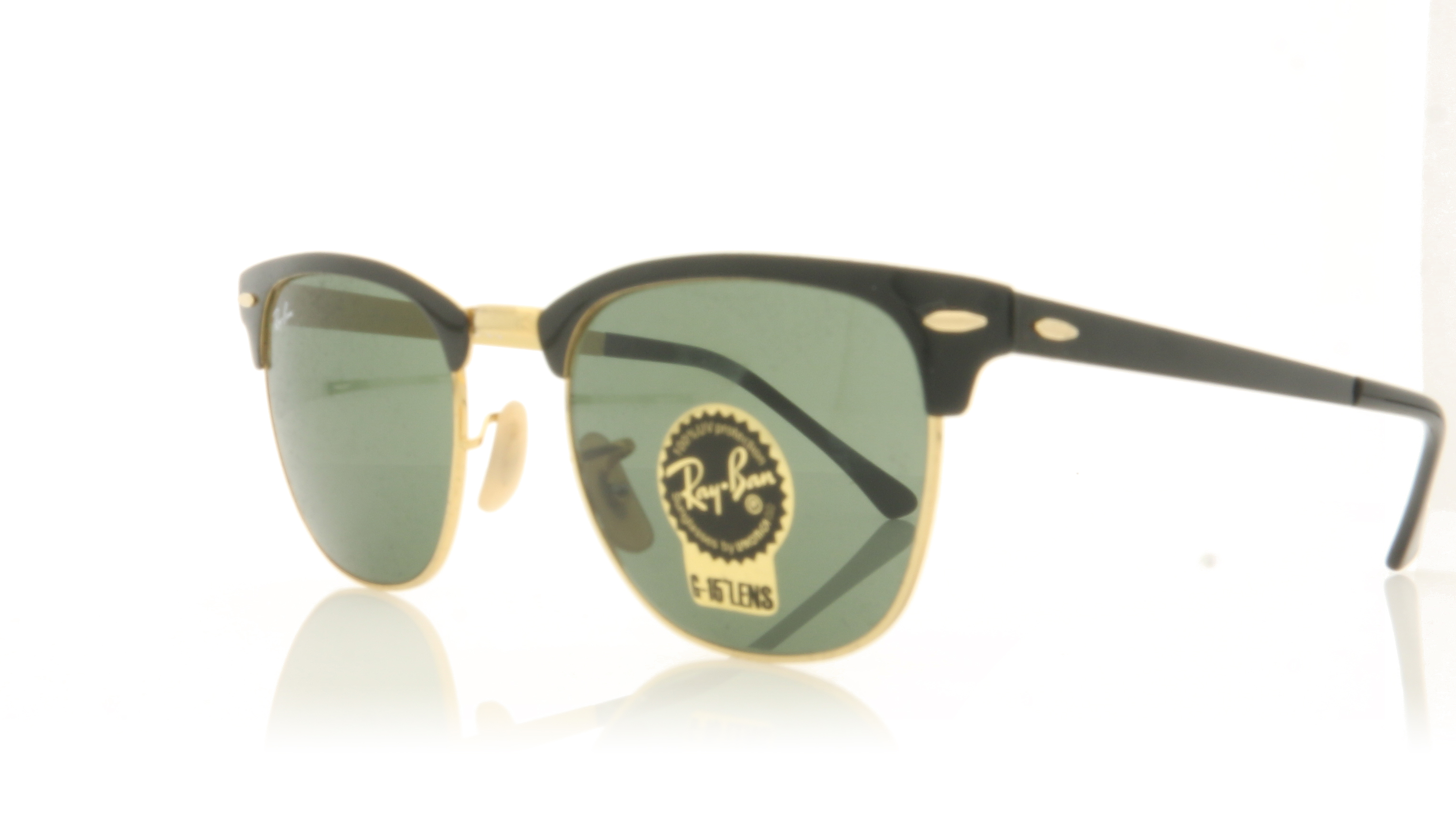 Ray-Ban CLUBMASTER METAL RB3716 Black On Gold 187 Sunglasses
