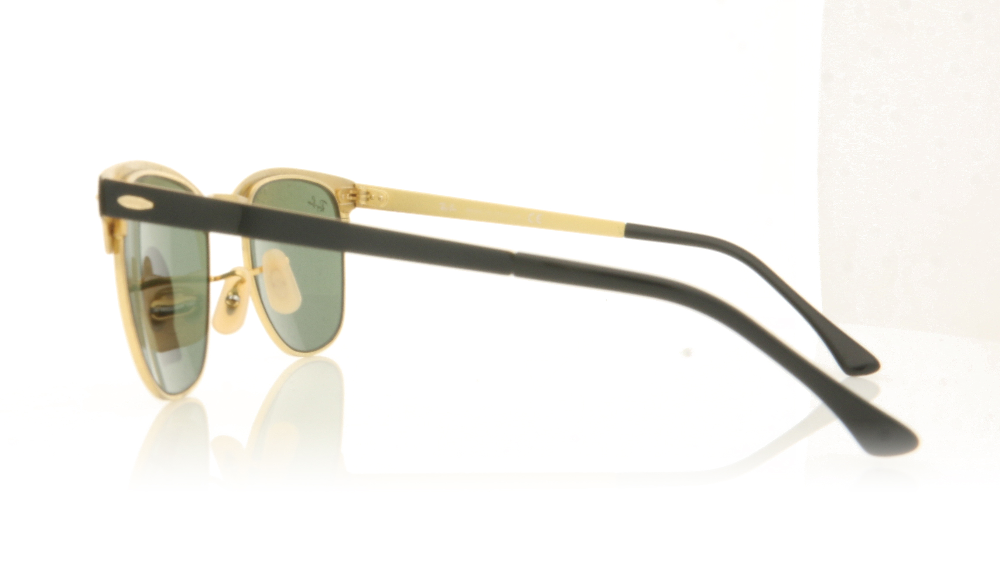 Ray-Ban CLUBMASTER METAL RB3716 Black On Gold 187 Sunglasses
