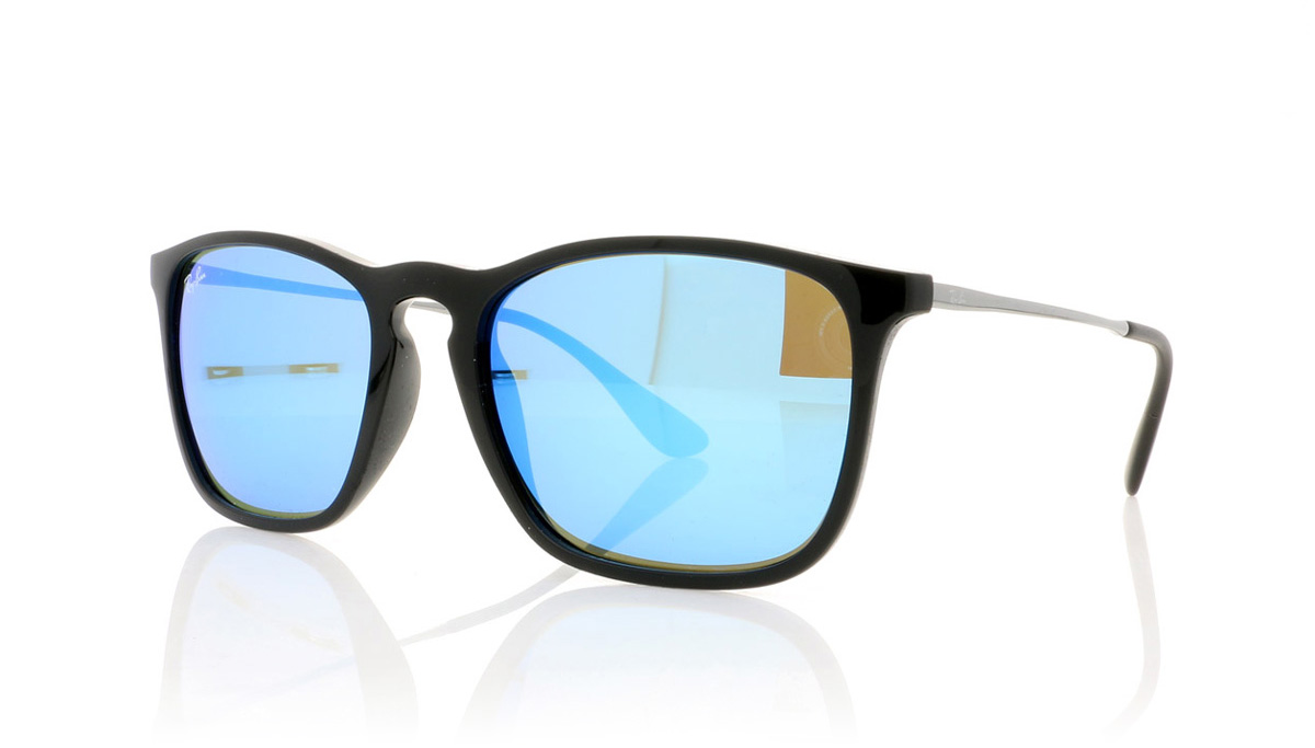 Ray-Ban Chris RB4187 Black/Lght Grn Mir Blu 601/55 Sunglasses