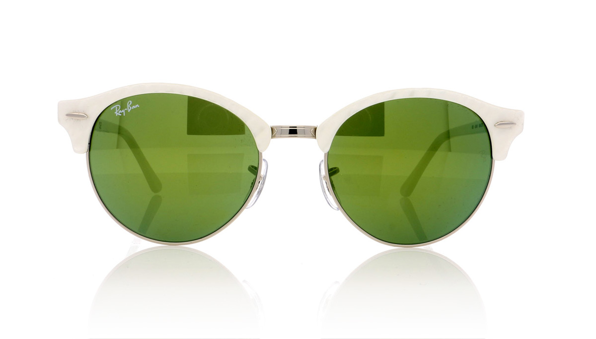 Ray-Ban Clubround RB4246 White/Green Mirror 988/2X Sunglasses