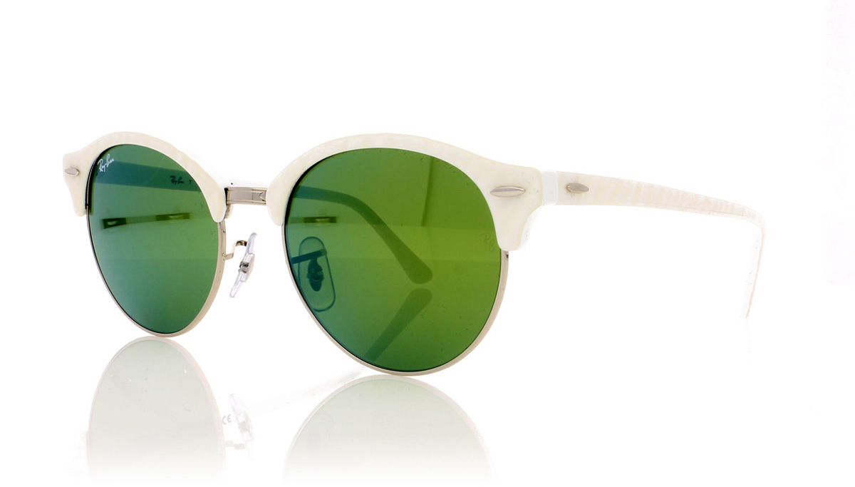 Ray-Ban Clubround RB4246 White/Green Mirror 988/2X Sunglasses