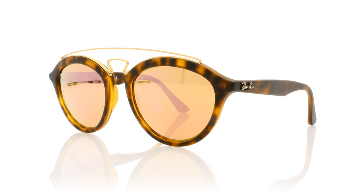 Ray-Ban RB4257 Matte Havana/Light Brown Pink Mirror 60922Y Sunglasses