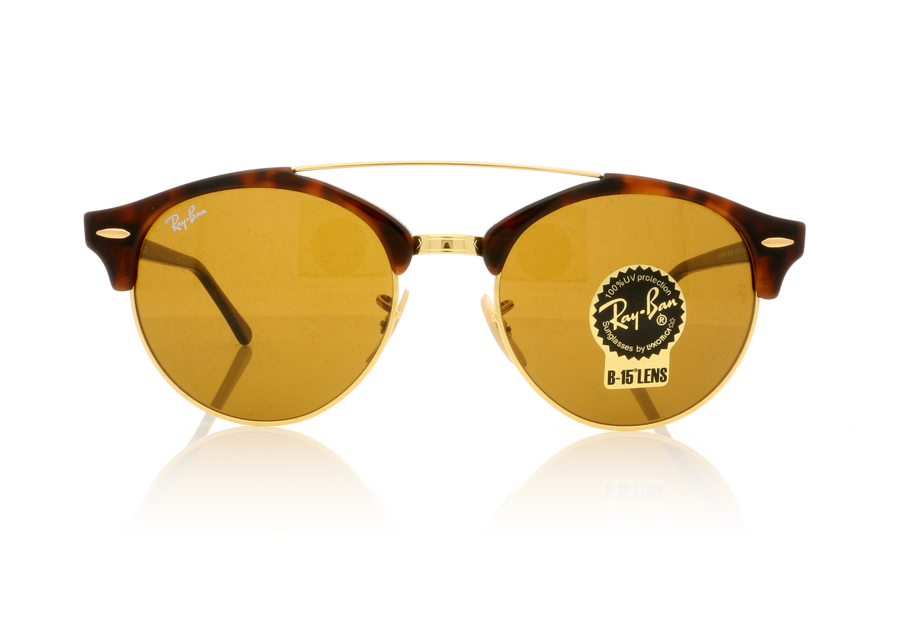 Ray-Ban Clubround Double Bridge RB4346 Shiny Red Havana/Brown Lenses 990/33 Sunglasses