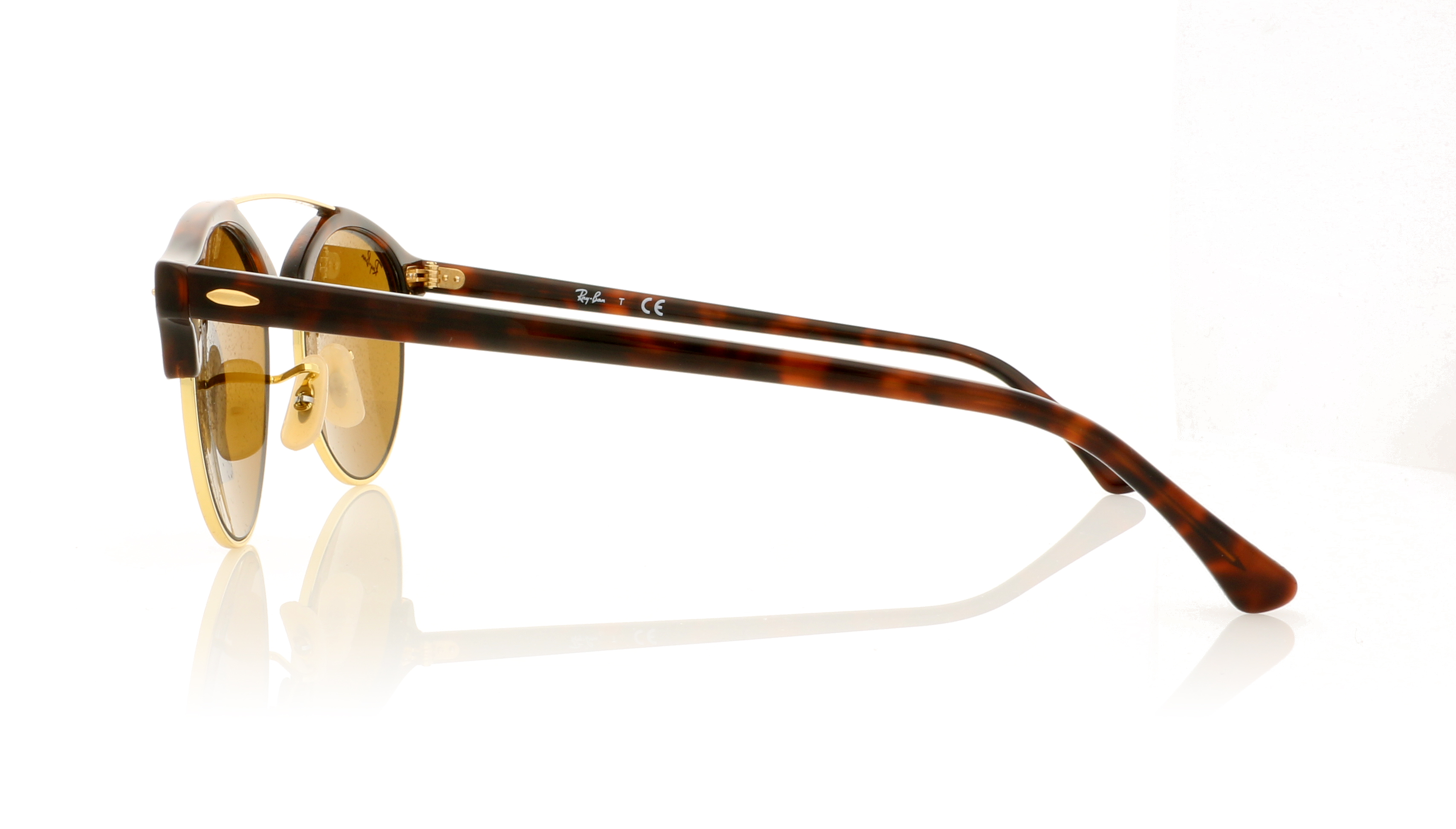 Ray-Ban Clubround Double Bridge RB4346 Shiny Red Havana/Brown Lenses 990/33 Sunglasses