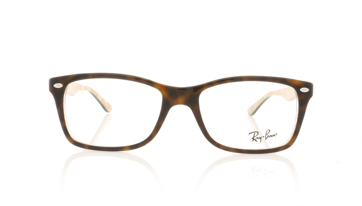 Ray-Ban RX5228 Dark Havana On Beige Texture 5057 Glasses