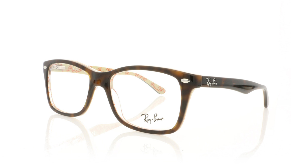 Ray-Ban RX5228 Dark Havana On Beige Texture 5057 Glasses