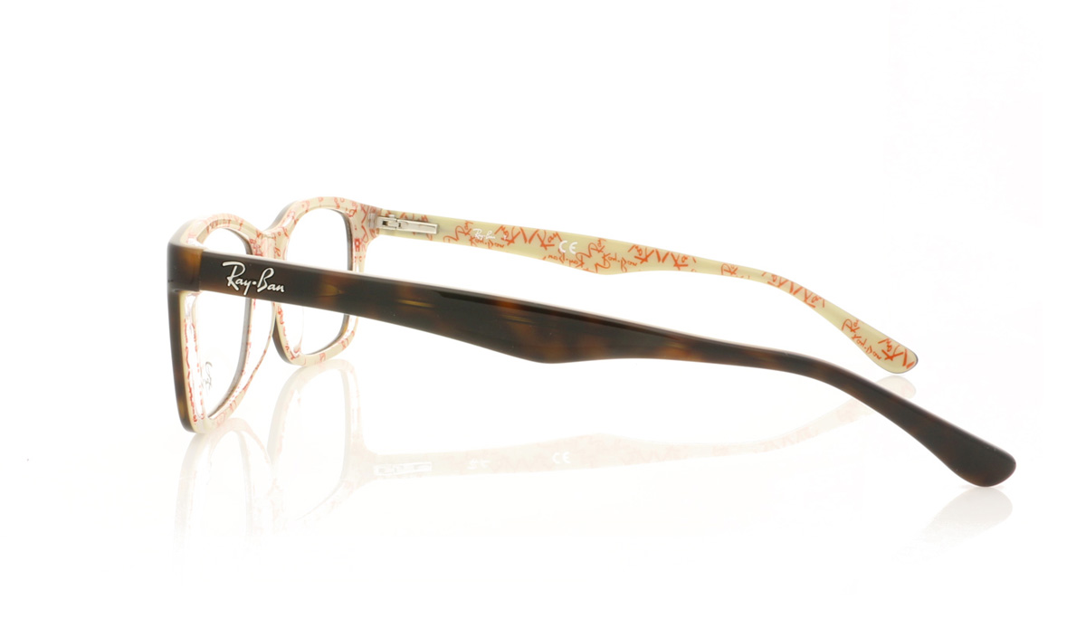 Ray-Ban RX5228 Dark Havana On Beige Texture 5057 Glasses