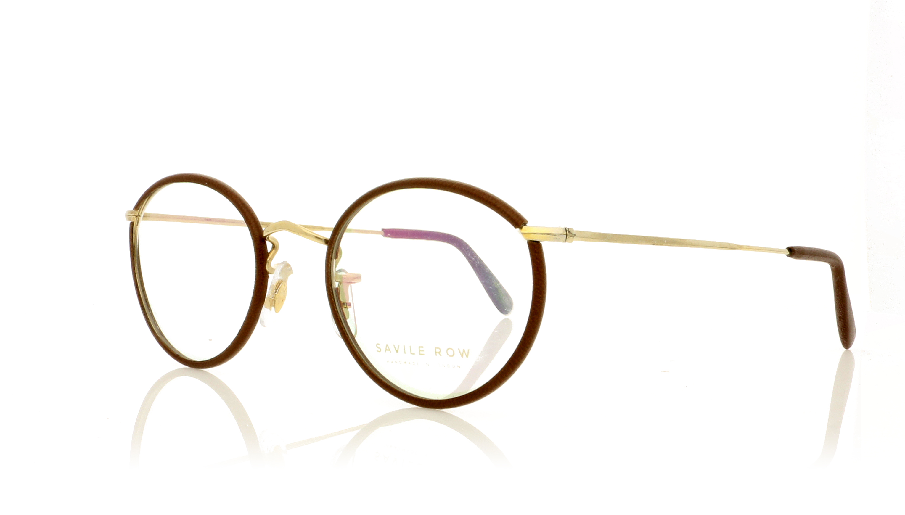 Savile Row Panto Brown/Gold Leather Glasses