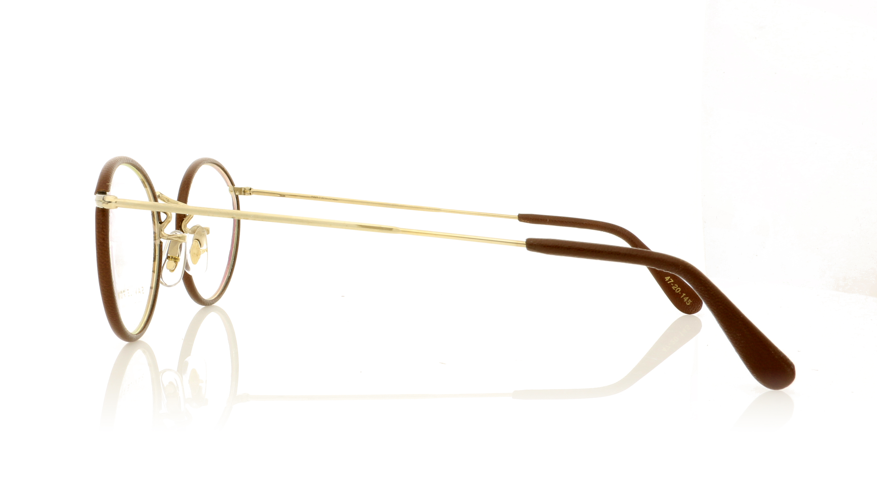 Savile Row Panto Brown/Gold Leather Glasses