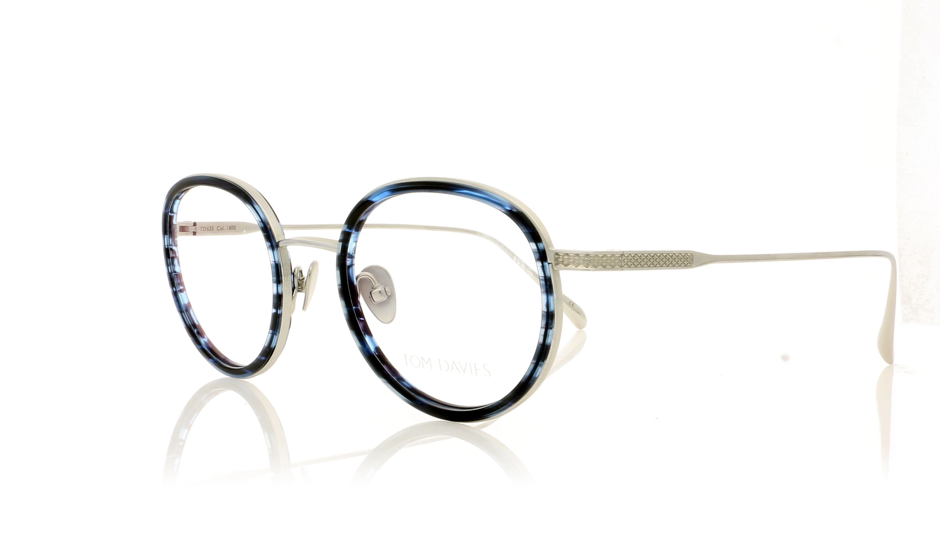 Tom Davies TD635 TD-635 Polished Silver-Smoked Deep Blue PSSDB Glasses