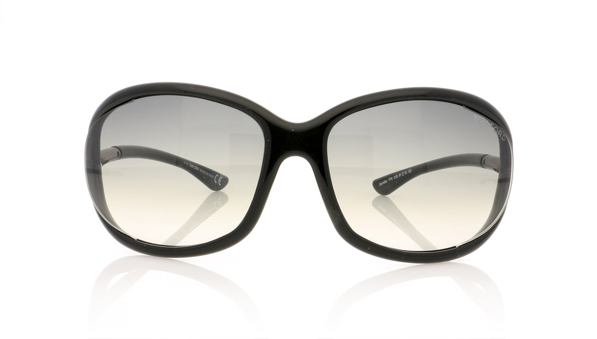 Tom Ford JENNIFER TF0008 Shiny Black/Gradient Smoke 01B Sunglasses