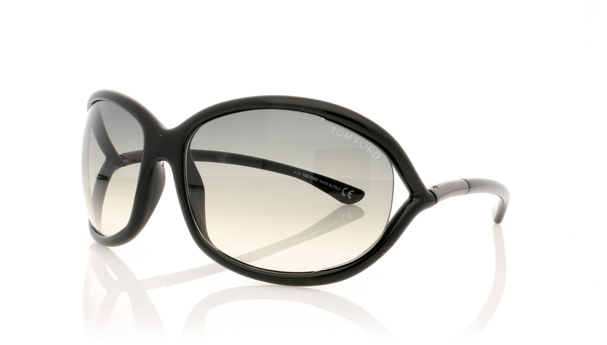 Tom Ford JENNIFER TF0008 Shiny Black/Gradient Smoke 01B Sunglasses