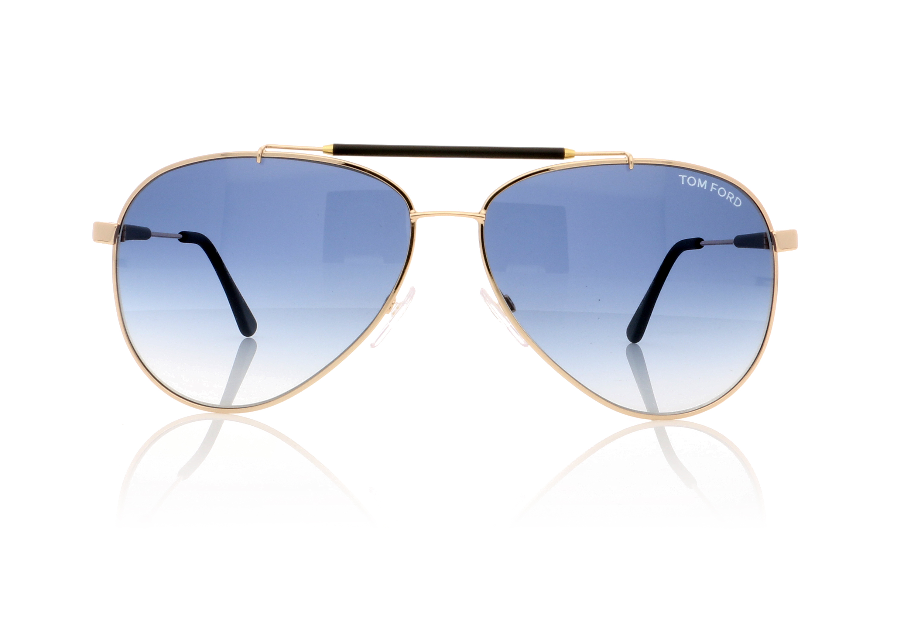 Tom Ford RICK TF0378 Shiny Rose Gold / Gradient Blue 28W Sunglasses