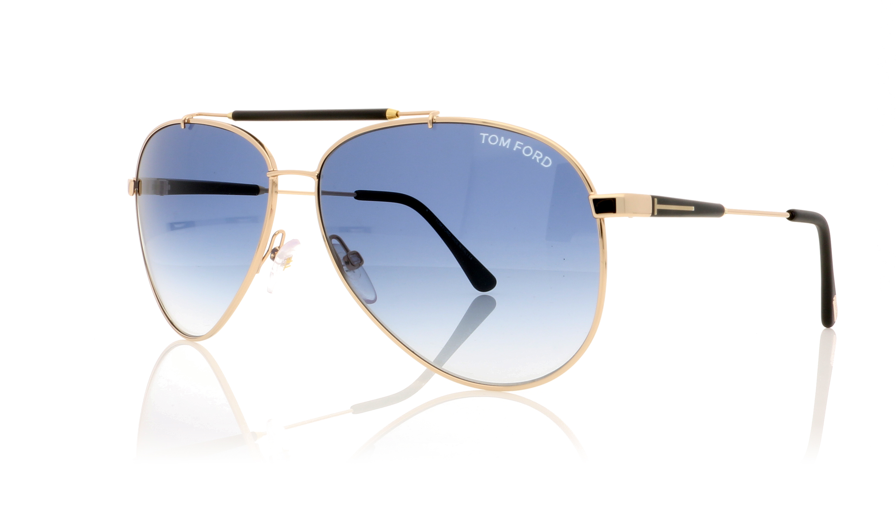 Tom Ford RICK TF0378 Shiny Rose Gold / Gradient Blue 28W Sunglasses
