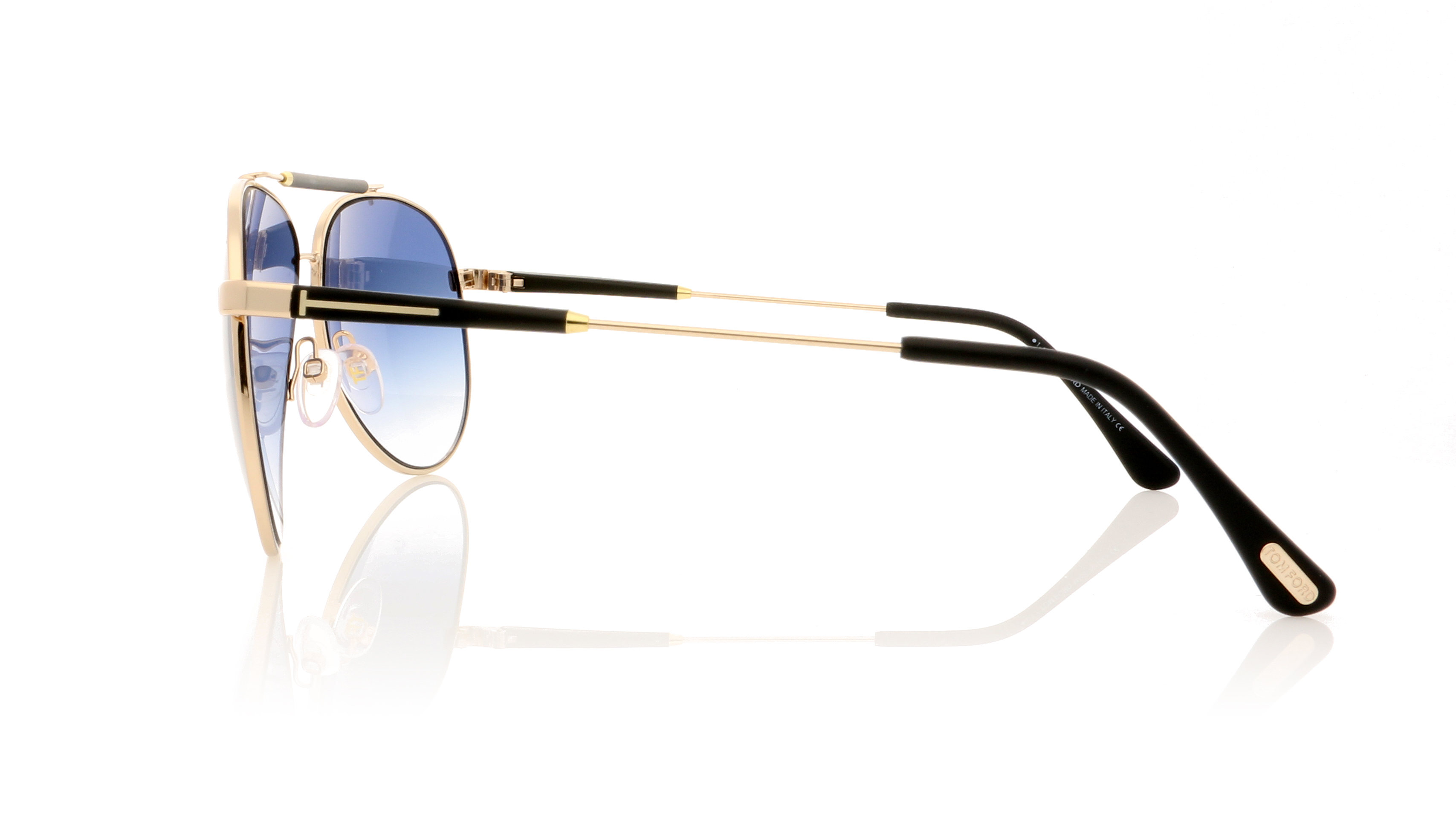 Tom Ford RICK TF0378 Shiny Rose Gold / Gradient Blue 28W Sunglasses