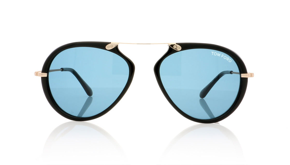 Tom Ford AARON TF0473 Shiny Black/Blue 01V Sunglasses