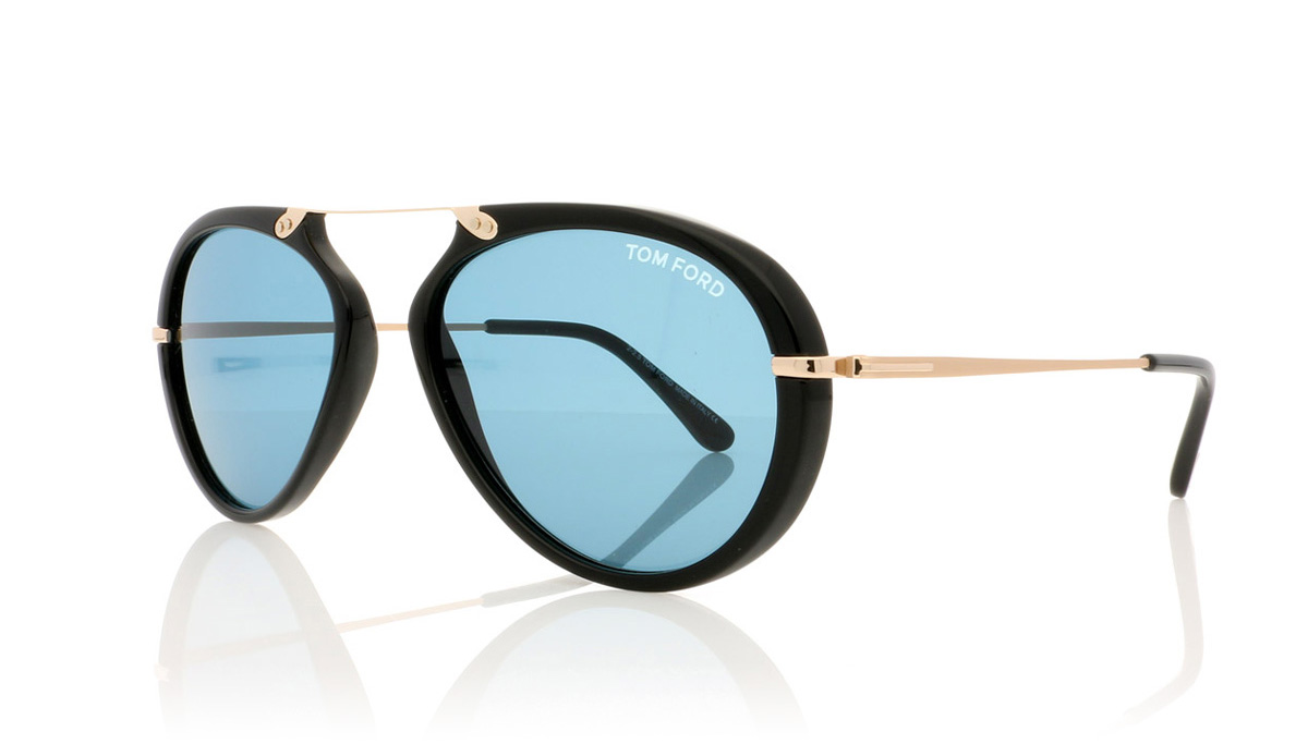 Tom Ford AARON TF0473 Shiny Black/Blue 01V Sunglasses