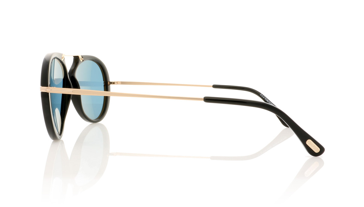 Tom Ford AARON TF0473 Shiny Black/Blue 01V Sunglasses