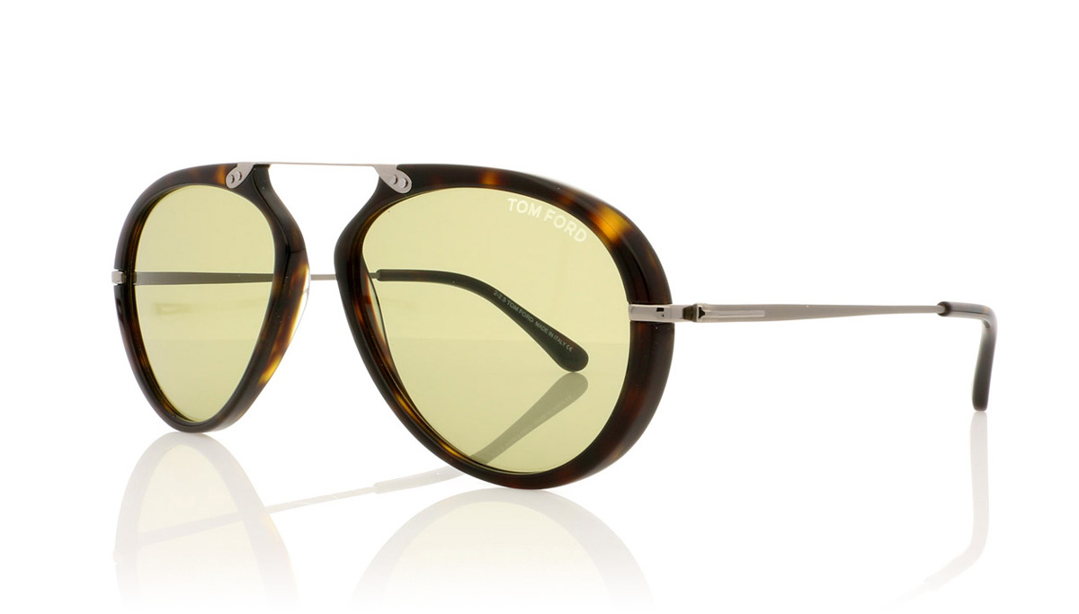 Tom Ford AARON TF0473 Dark Havana/Green 52N Sunglasses