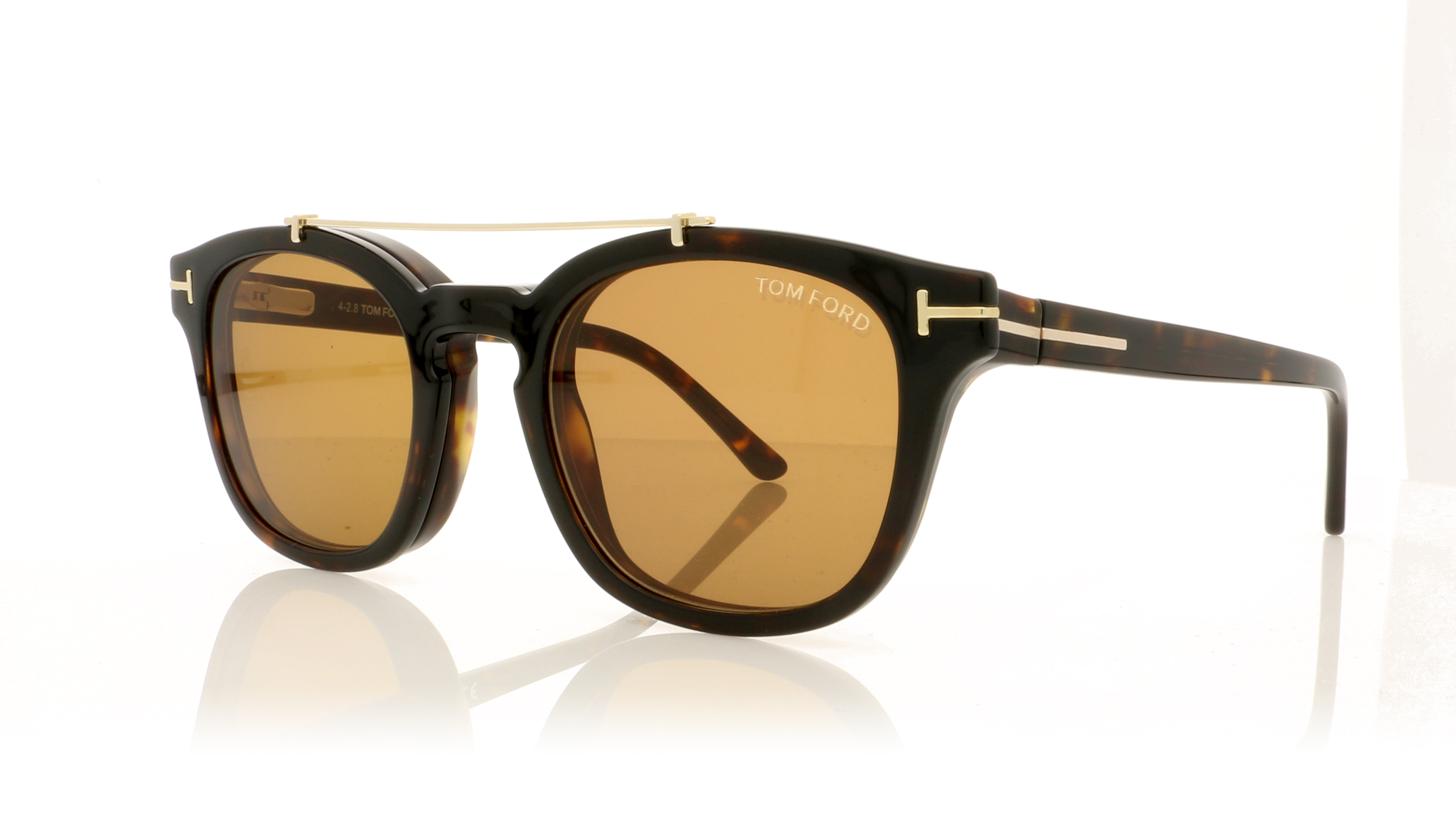 Tom Ford FT5532-B Dark Havana/ With Brown Clip-On 52E Glasses