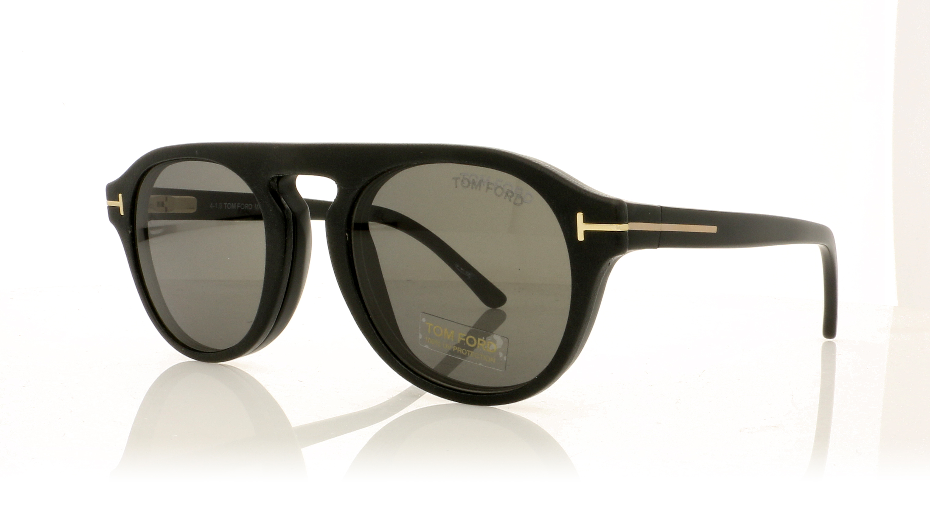 Tom Ford FT5533-B Matte Black/Leather Clip On 02A Glasses
