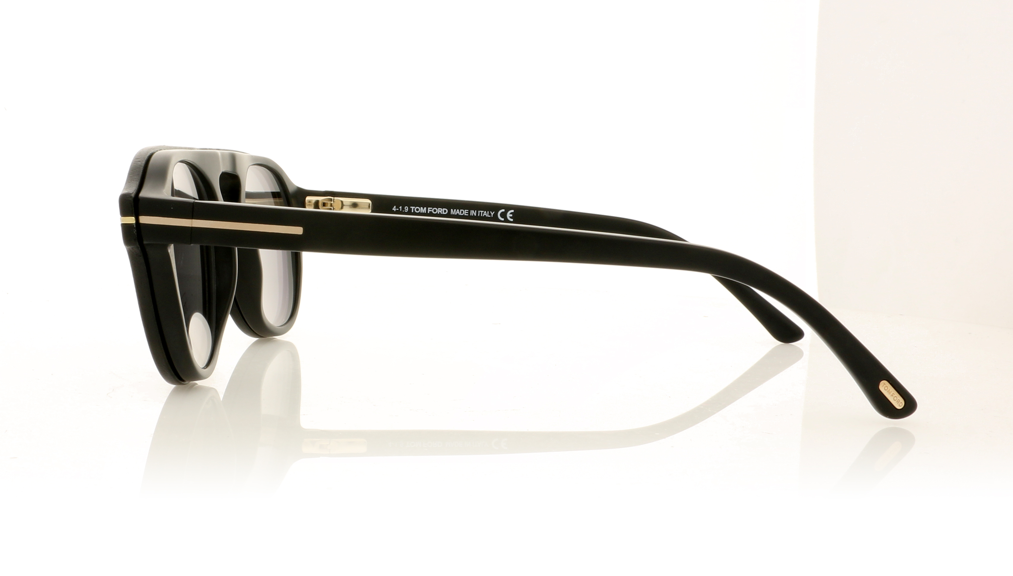 Tom Ford FT5533-B Matte Black/Leather Clip On 02A Glasses