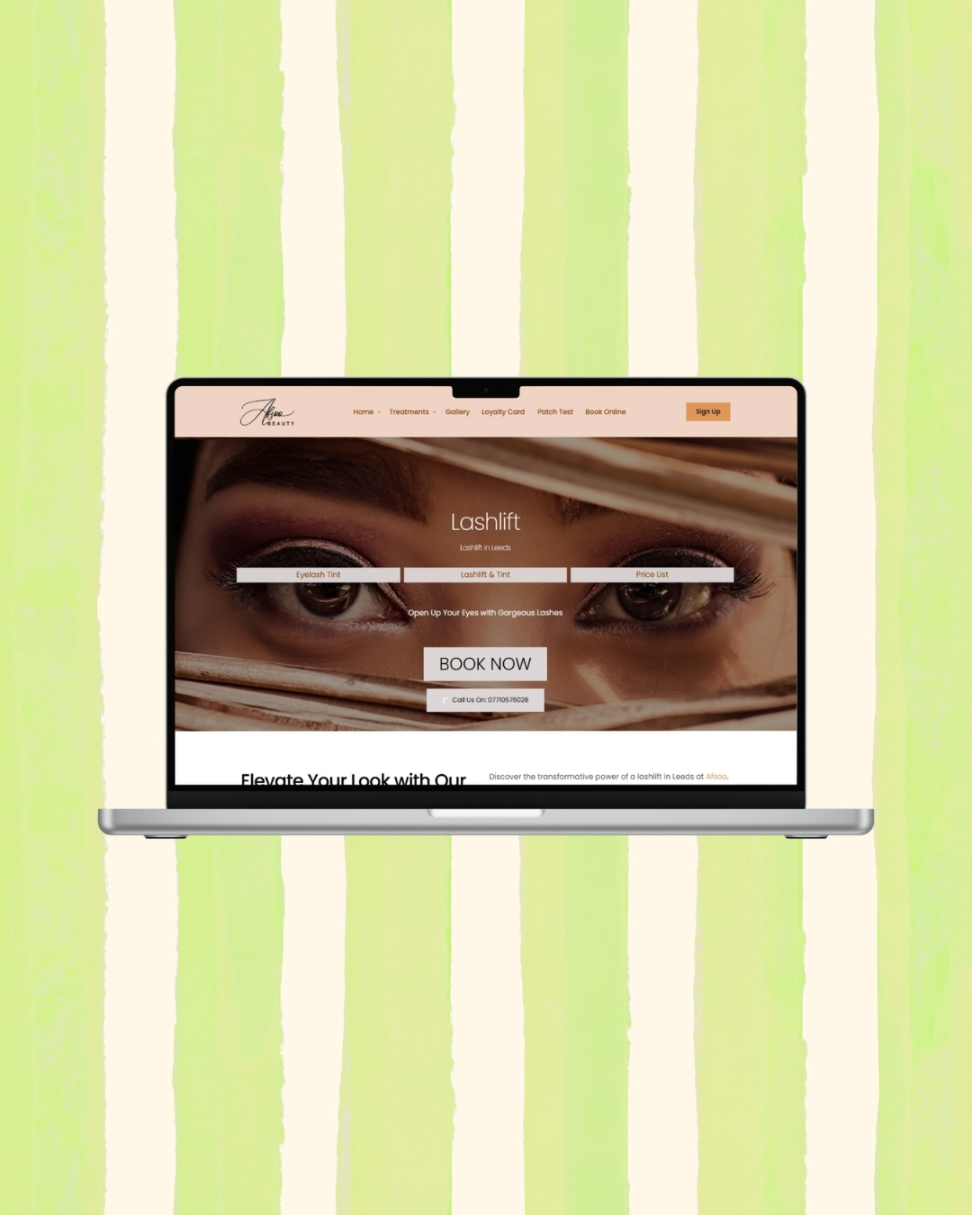 Afsoo Beauty bespoke website design showcase on desktop and mobile created by OmniGrowth Studio in Leeds