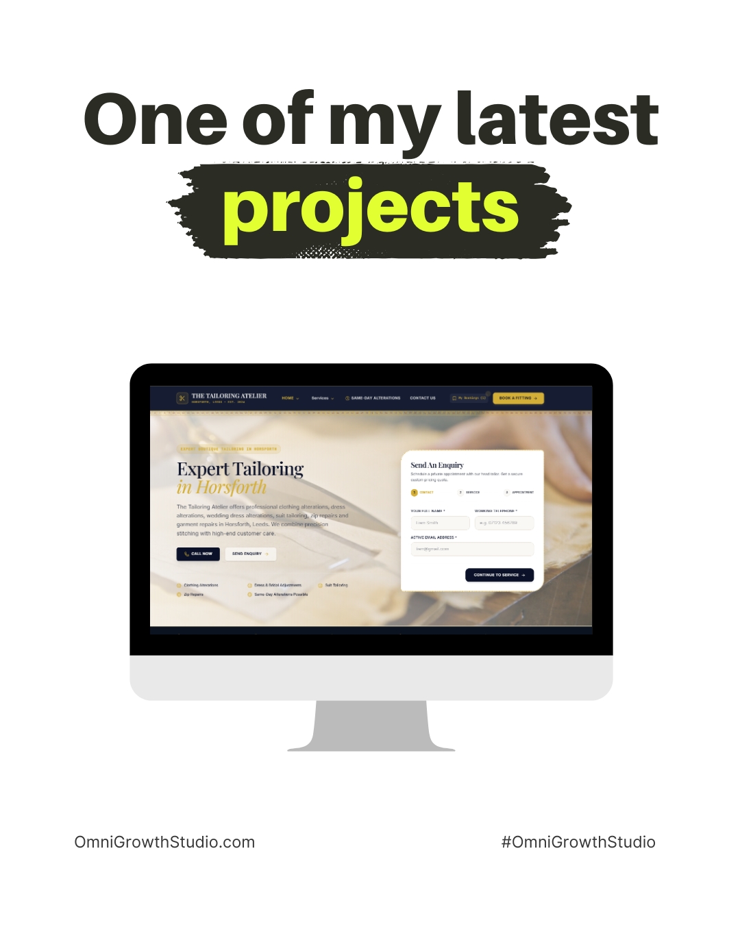 The Tailoring Atelier bespoke website design showcase on modern devices created by OmniGrowth Studio in Leeds