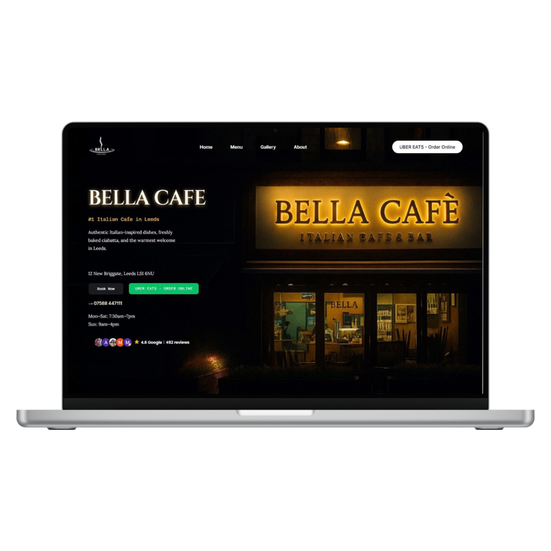 Bella Cafe website design by OmniGrowth Studio