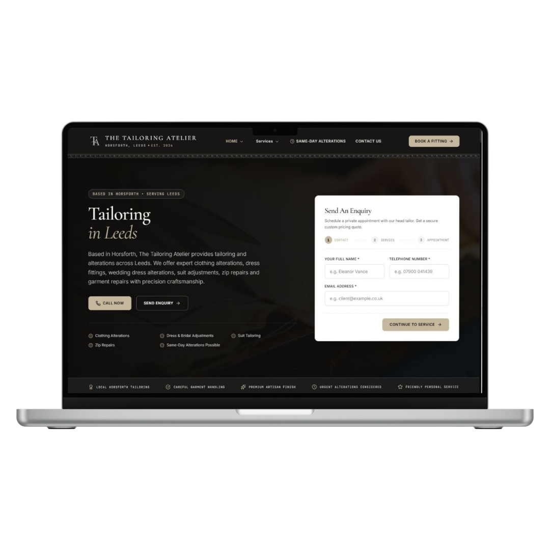 Tailoring Atelier website design by OmniGrowth Studio