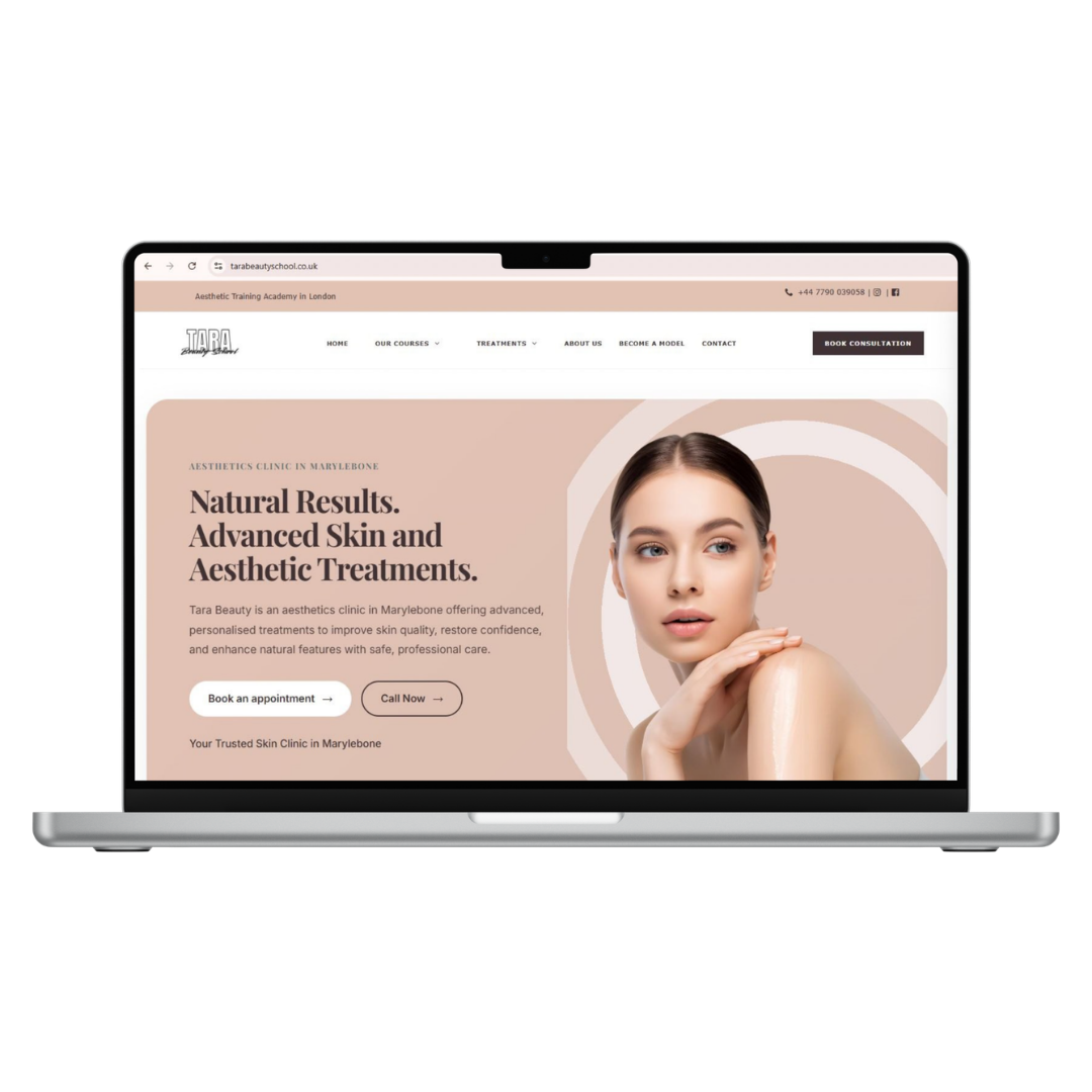 Tara Beauty website design by OmniGrowth Studio