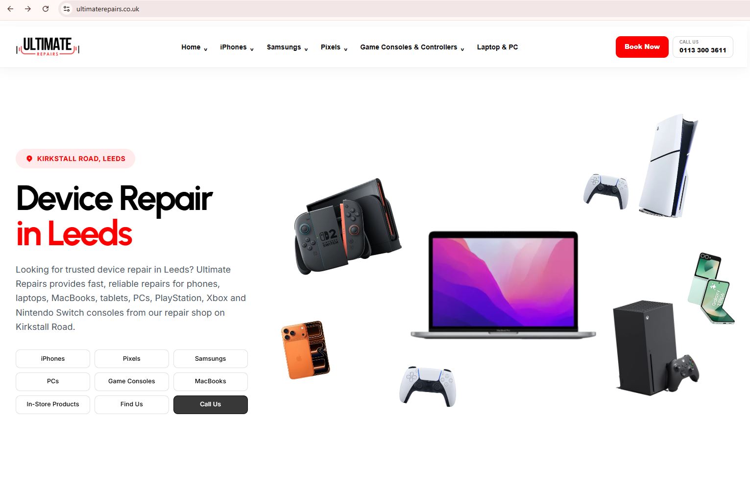 Ultimate Repairs tech and device repairs website design