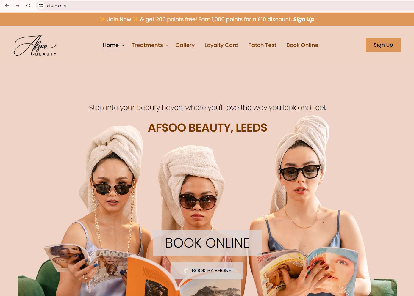 Afsoo Beauty aesthetics clinic website design