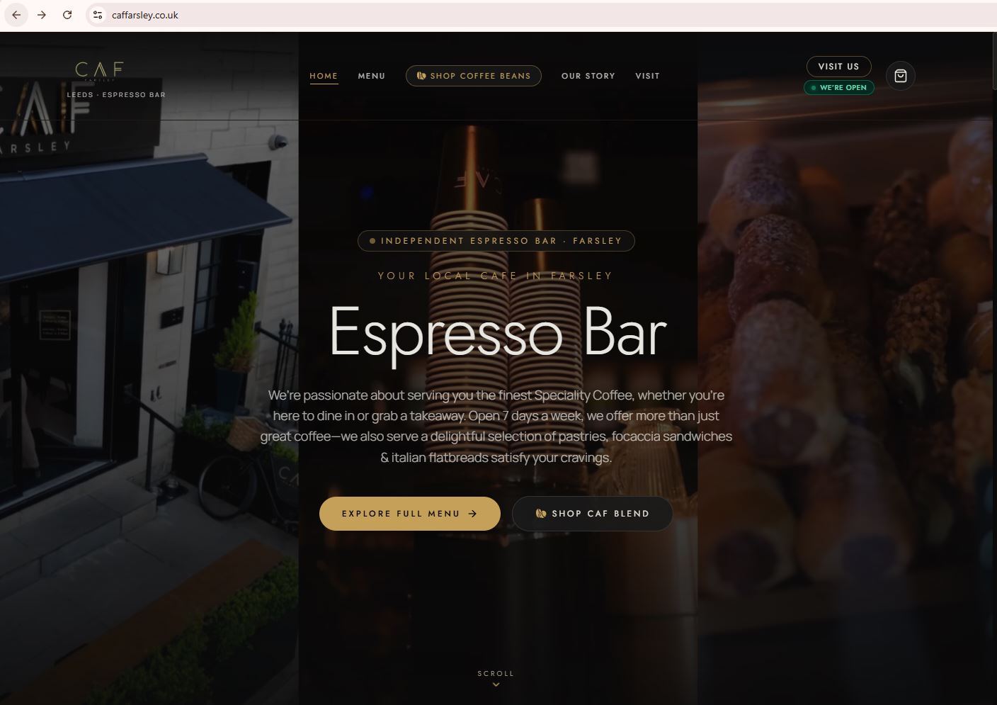 CAF Farsley speciality coffee website design