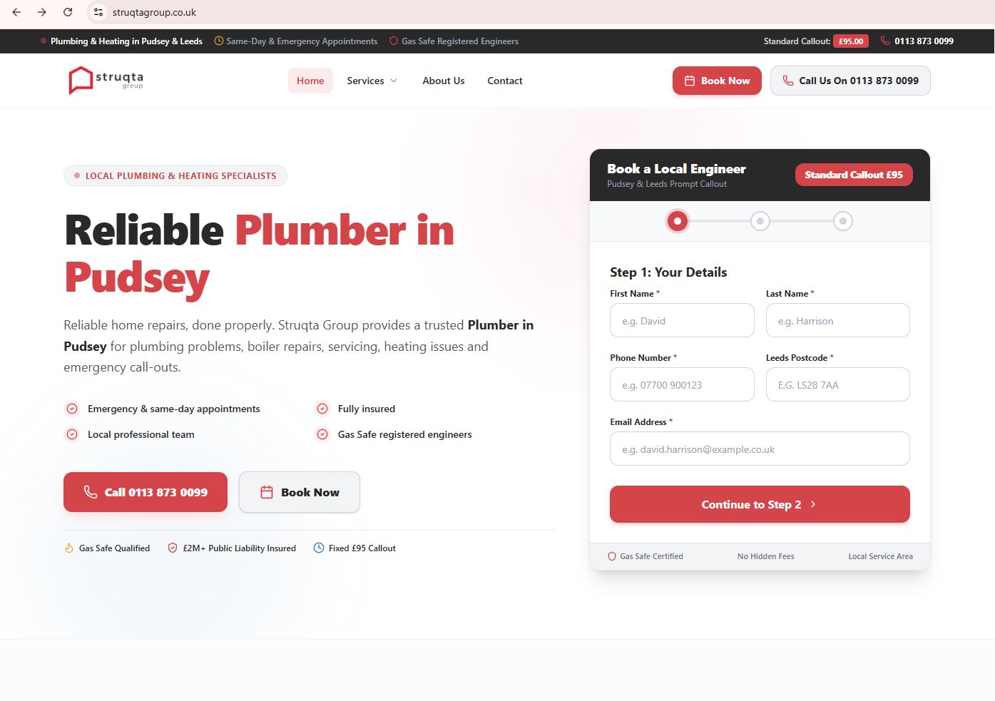 Struqta Group trade and building website design