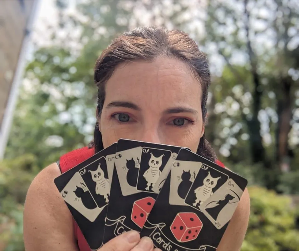 Image of an excited Board games On Me gift card recipient. Their thank you note is below.