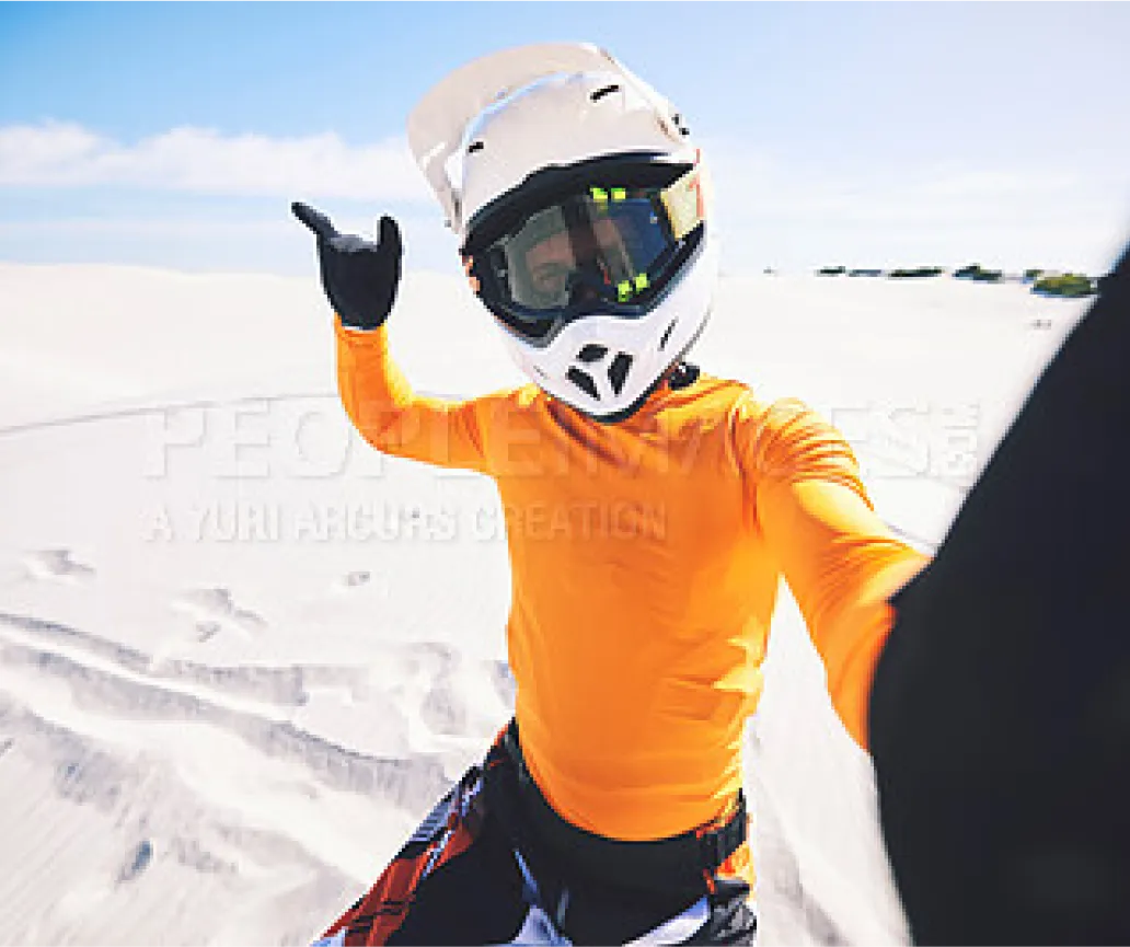 Image of an excited Extreme sports On Me gift card recipient. Their thank you note is below.