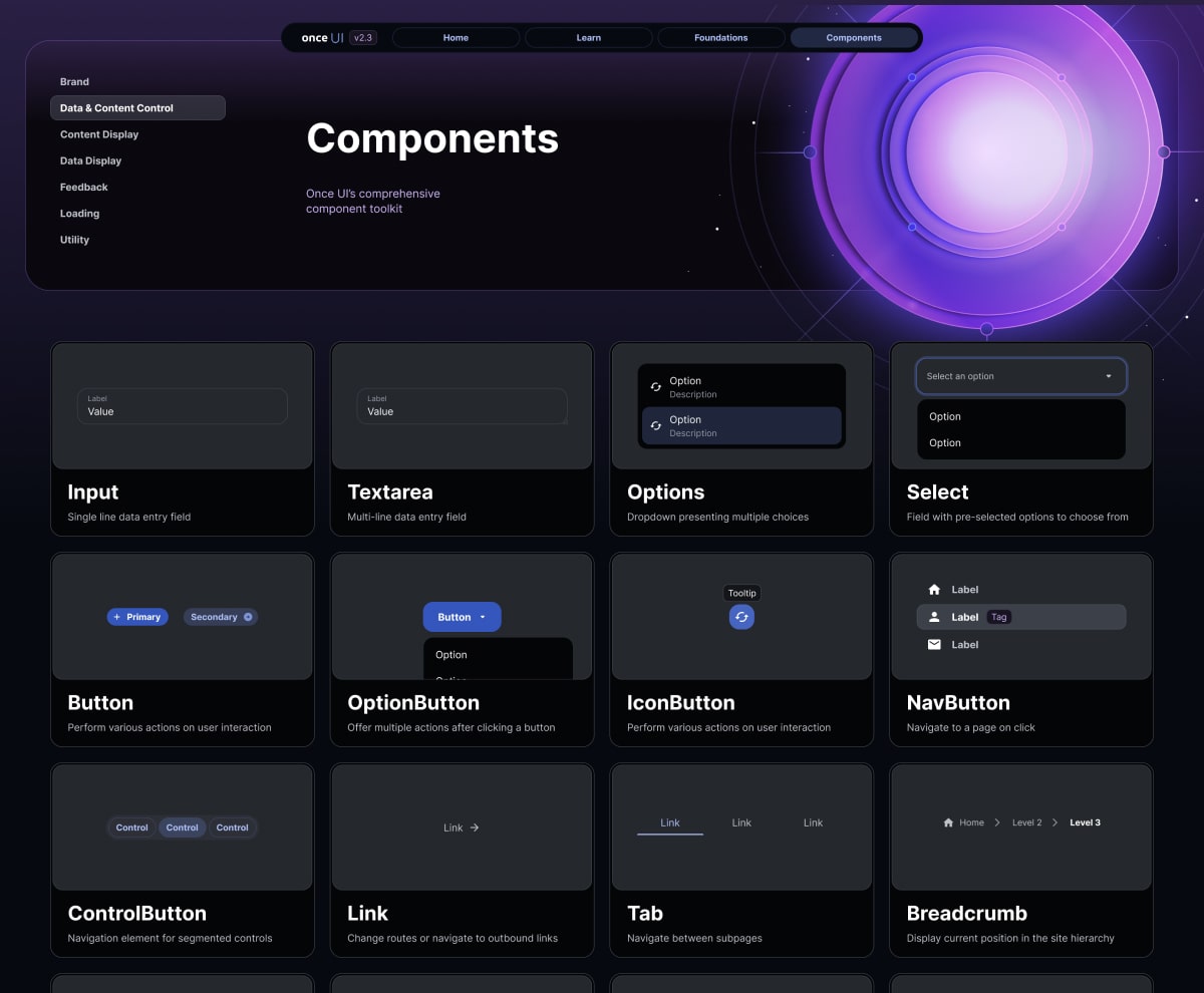 Component system of Once UI