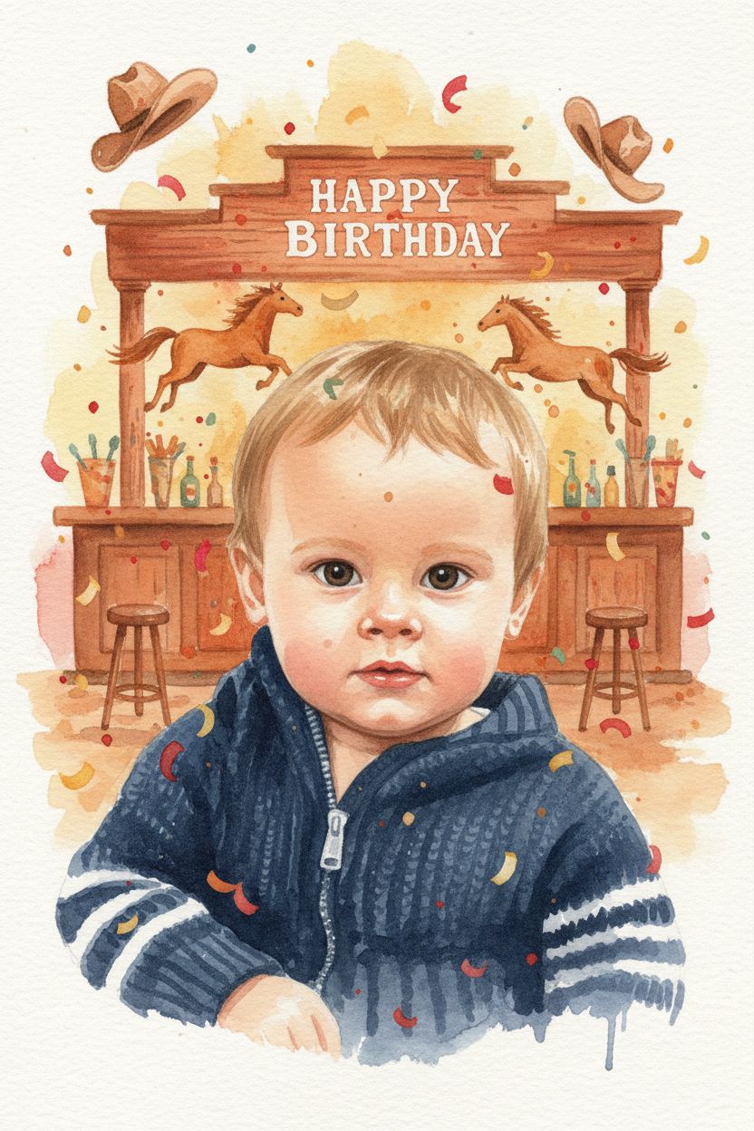 Watercolour style example — Cowboy & Western theme