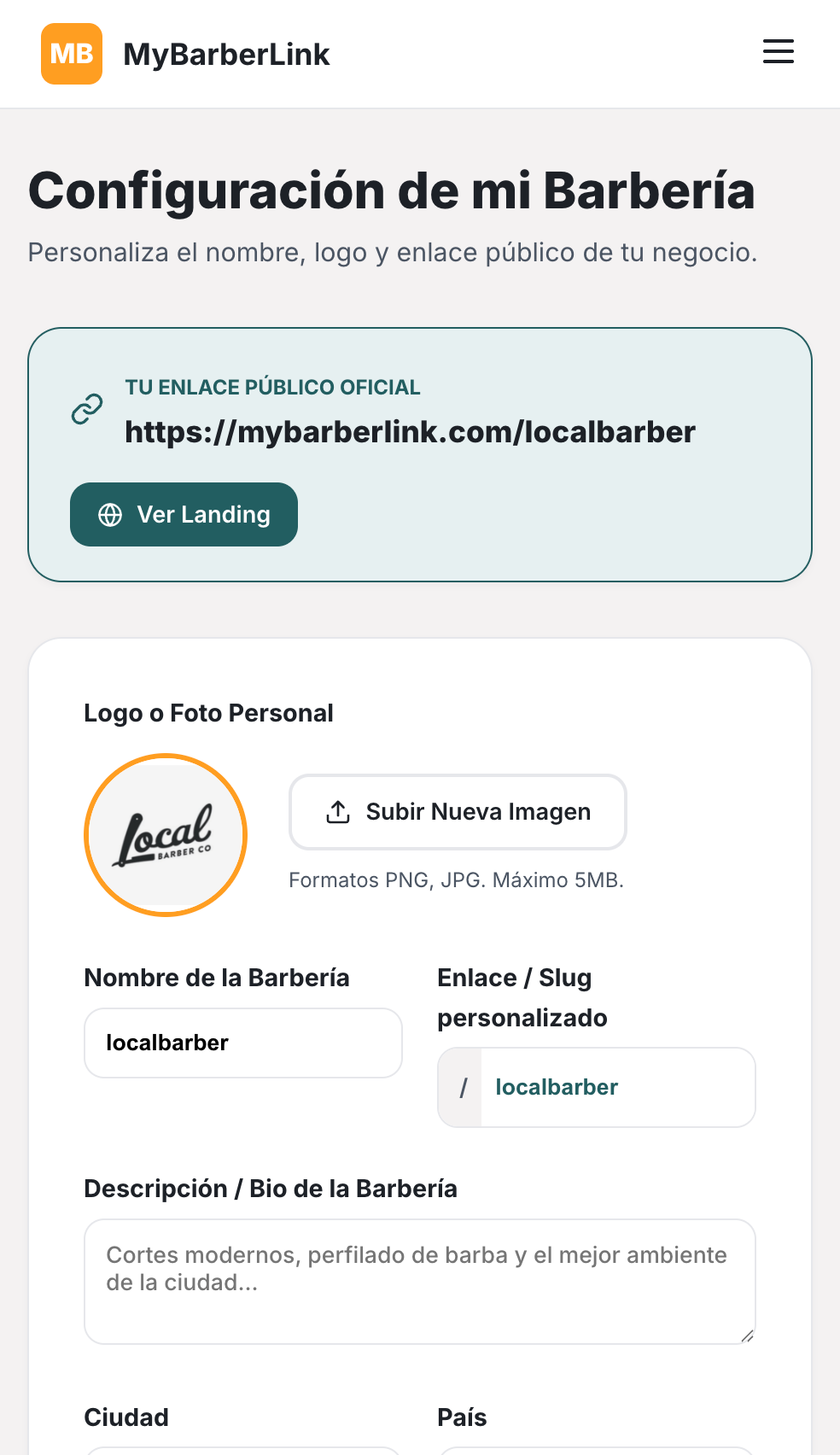 MyBarberLink Captura 2