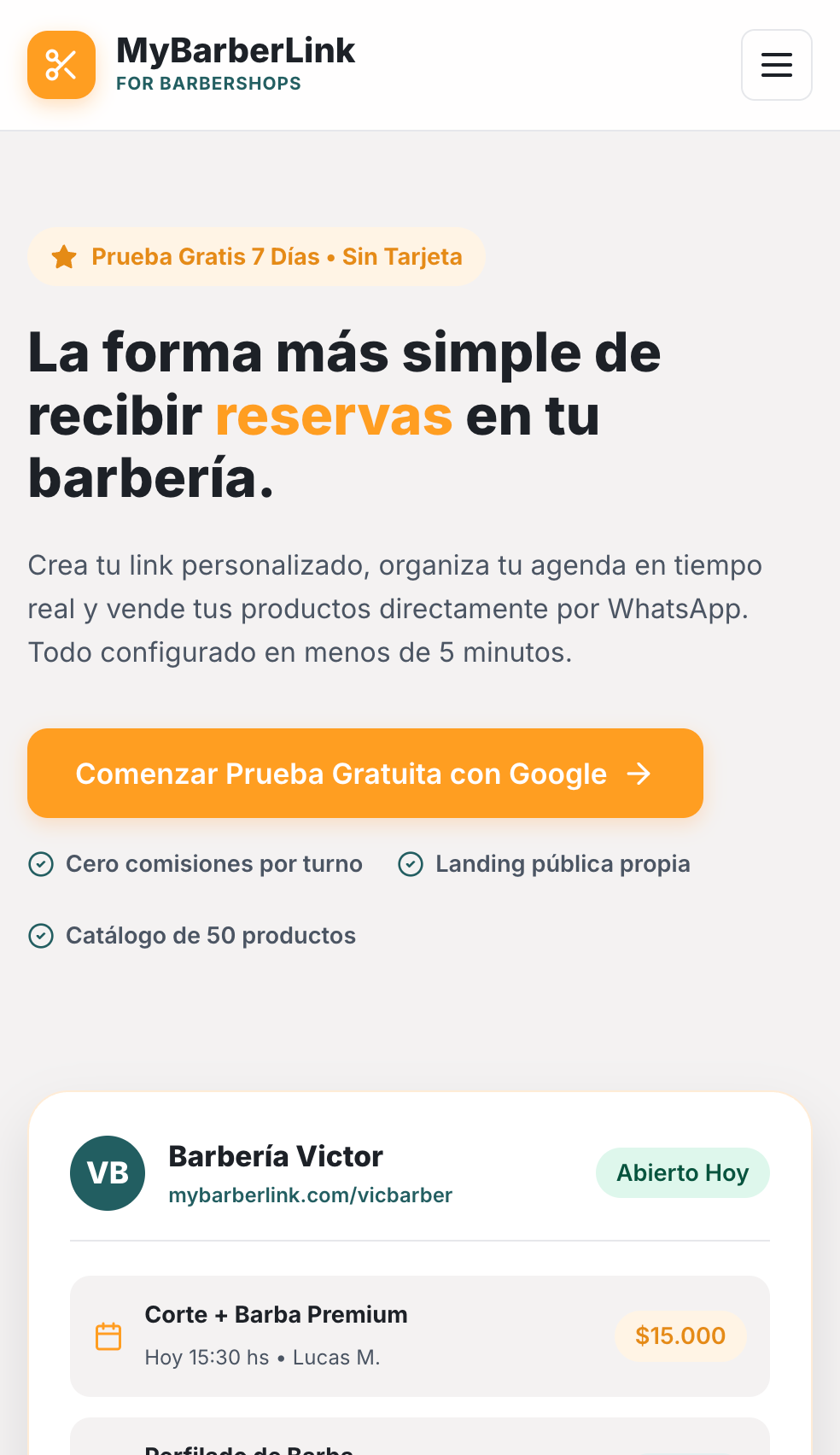 MyBarberLink Captura 1