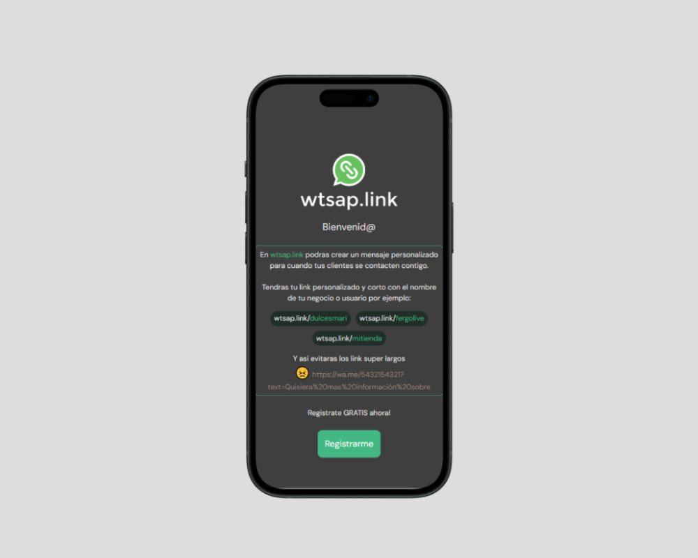 Wtsap.link - Crea links personalizados cortos y con el nombre de tu marca y redirige al cliente a tu Whatsapp