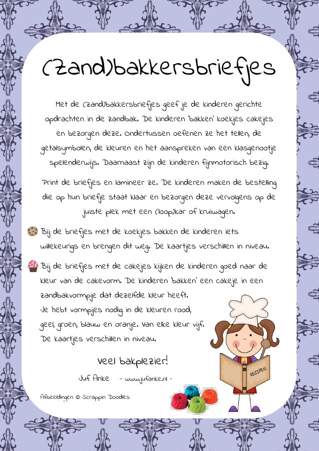 Voorbeeld van Zandbakkersbriefjes