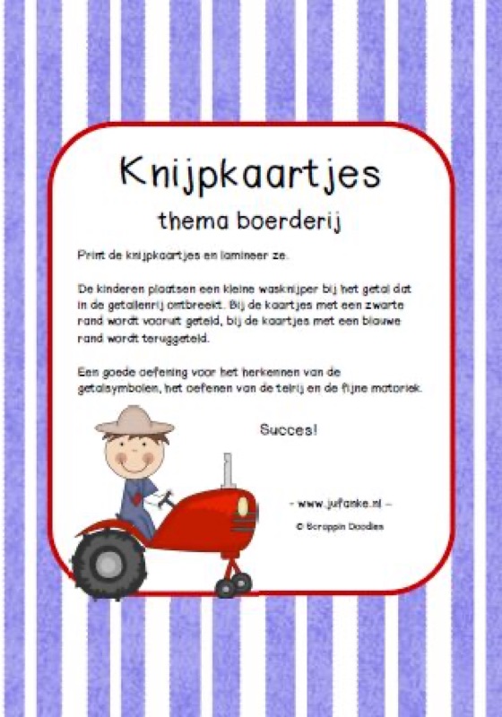 Voorbeeld van Knijpkaartjes boerderij getallen