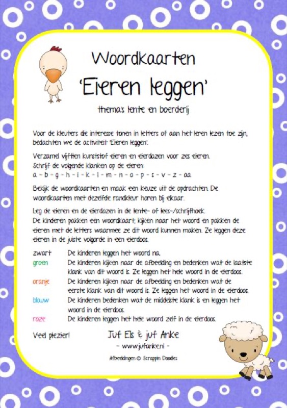 Voorbeeld van Woordkaarten Eieren leggen