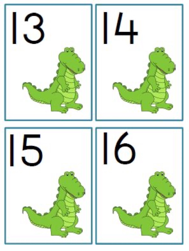 Voorbeeld van Getalkaartjes krokodil