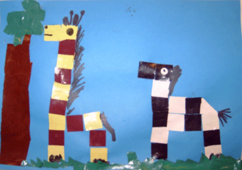 Voorbeeld van Giraf en zebra van blokjes