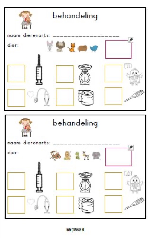 Voorbeeld van Materiaal voor de dierendokter spelhoek