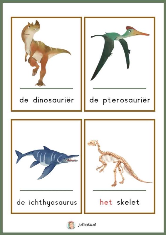 Voorbeeld van Woordkaarten dinosaurussen