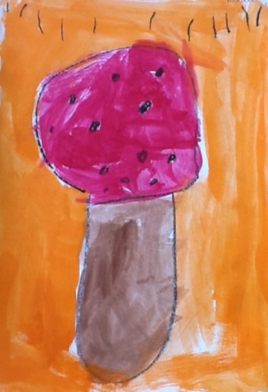 Voorbeeld van Herfsttekening met wasco en waterverf